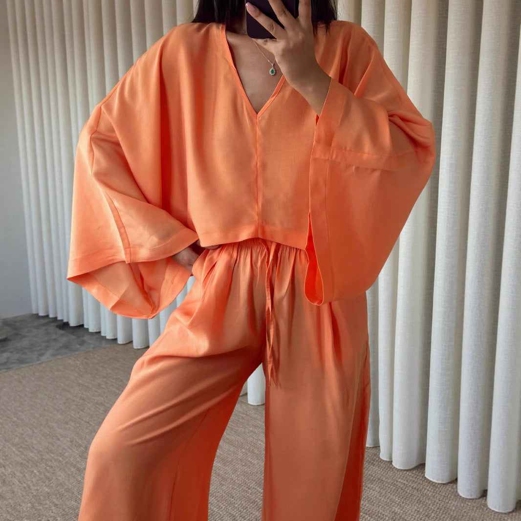 Damen Set aus luftiger Bluse und weitem Hosenanzug Drune