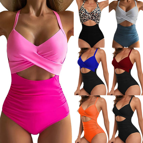 Damen Einteiliger Badeanzug mit elegantem Wickelschnitt Drune