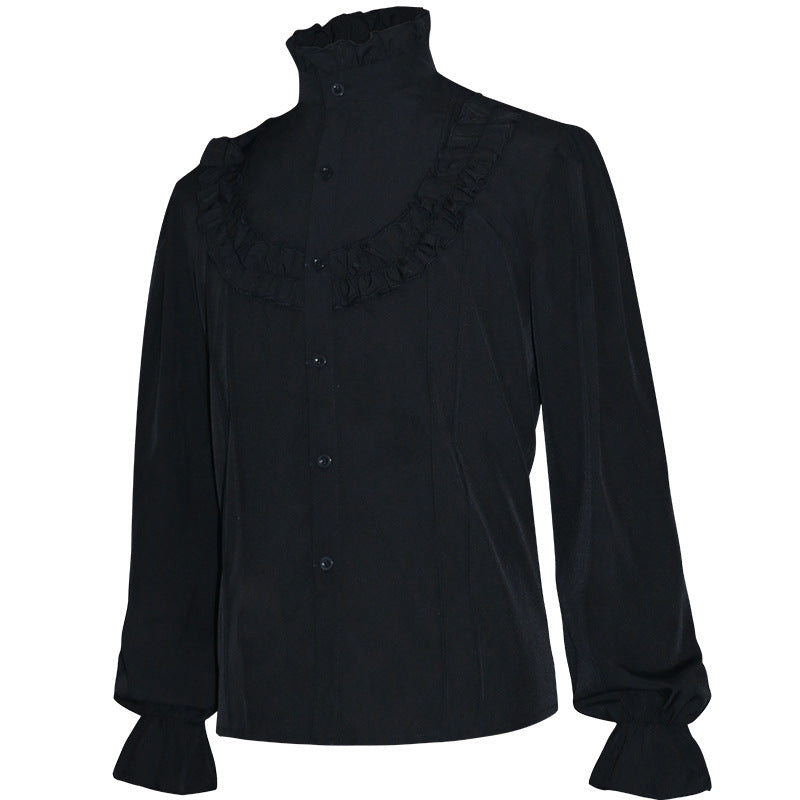 Herren nan lässiges Kurzarmshirt mit geschnürter V-Kehle, kurzem Stehkragen und weichem Baumwollmix Drune