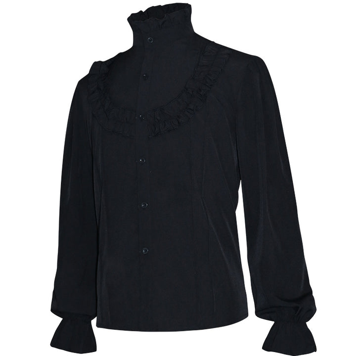 Herren nan lässiges Kurzarmshirt mit geschnürter V-Kehle, kurzem Stehkragen und weichem Baumwollmix Drune