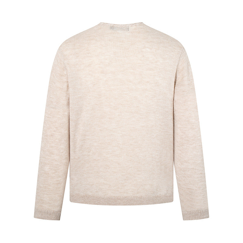 Herren Feinstrickpullover mit Rundhalsausschnitt, lockerer Passform und geripptem Saum Drune
