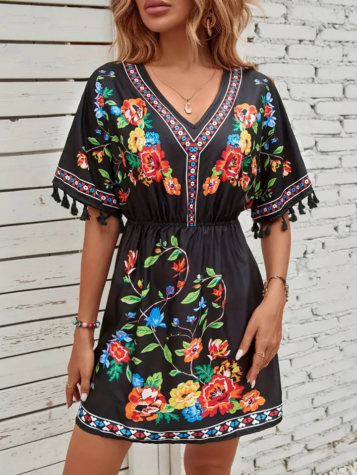 Damen elegantes und florales Sommerkleid Drune