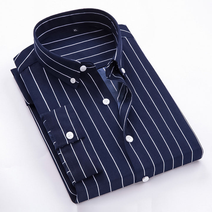 Herren nan gestreiftes Businesshemd mit Button-Down-Kragen und taillierter Silhouette Drune