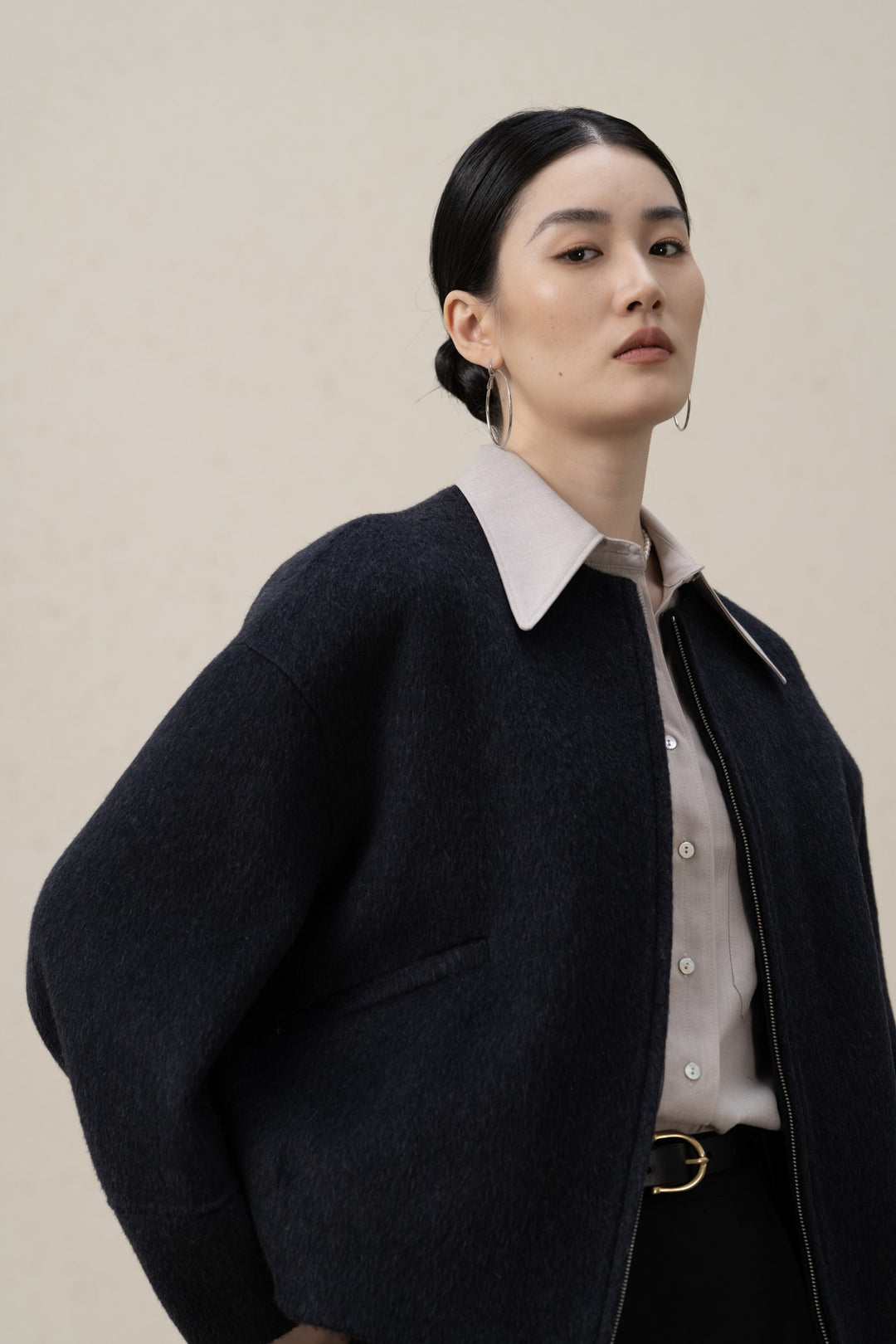 Damen Elegante Übergroße Wollmischung Jacke Drune