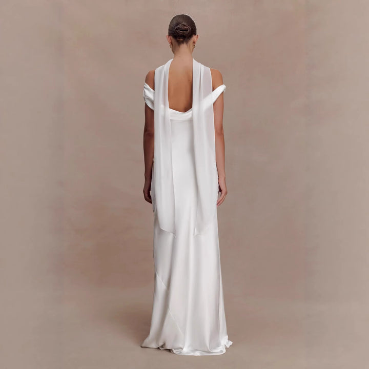 Damen Elegantes Satin-Abendkleid mit schulterfreiem Design Drune