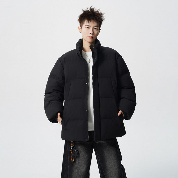 Herren Kurz geschnittene Oversize Steppjacke mit hohem Kragen Drune