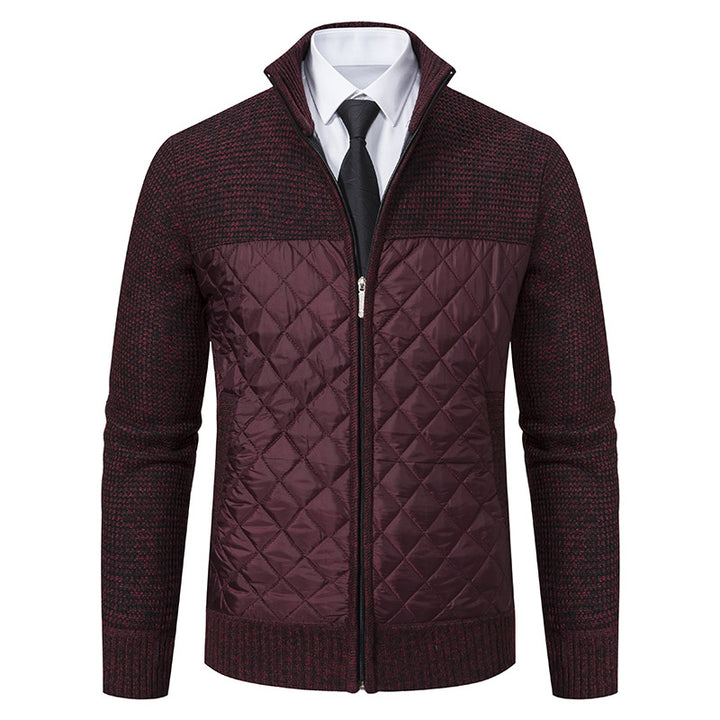 Herren nan gesteppte Hybrid-Strickjacke mit diamantsteppung, Stehkragen, isolierendem Thermofutter und Reißverschluss Drune