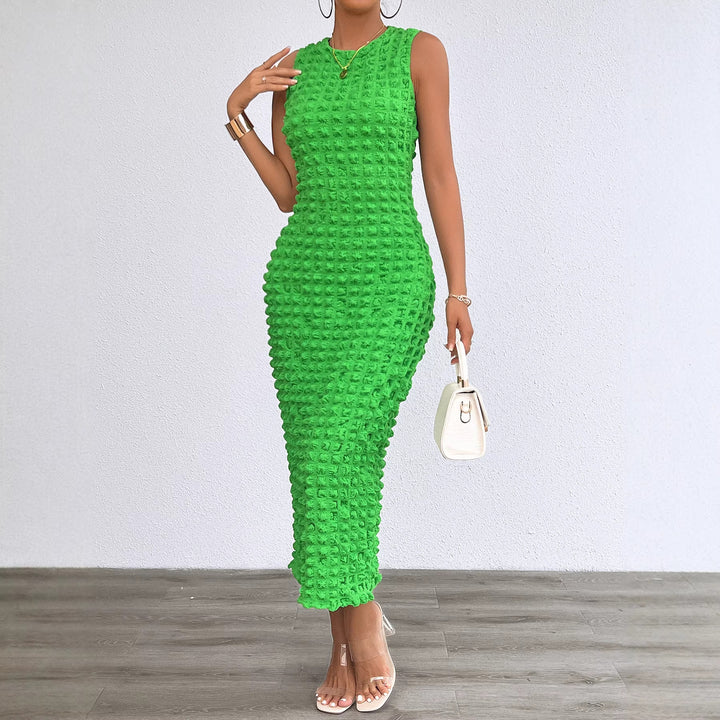 Damen Figurschmeichelndes Midi-Kleid mit strukturierter Oberfläche Drune