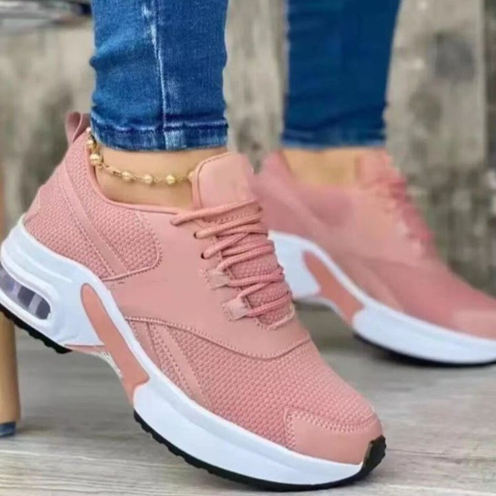 Damen Modische Chunky-Sneaker mit sichtbarem Luftkissen Keilsohle und gepolstertem Knöchelschaft Drune