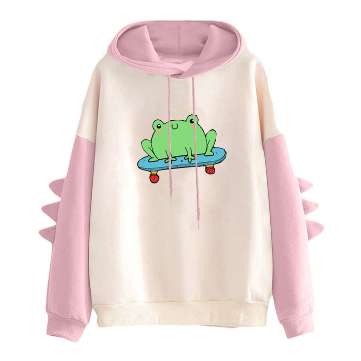 Damen hoodie mit coolem Froschmotiv Drune