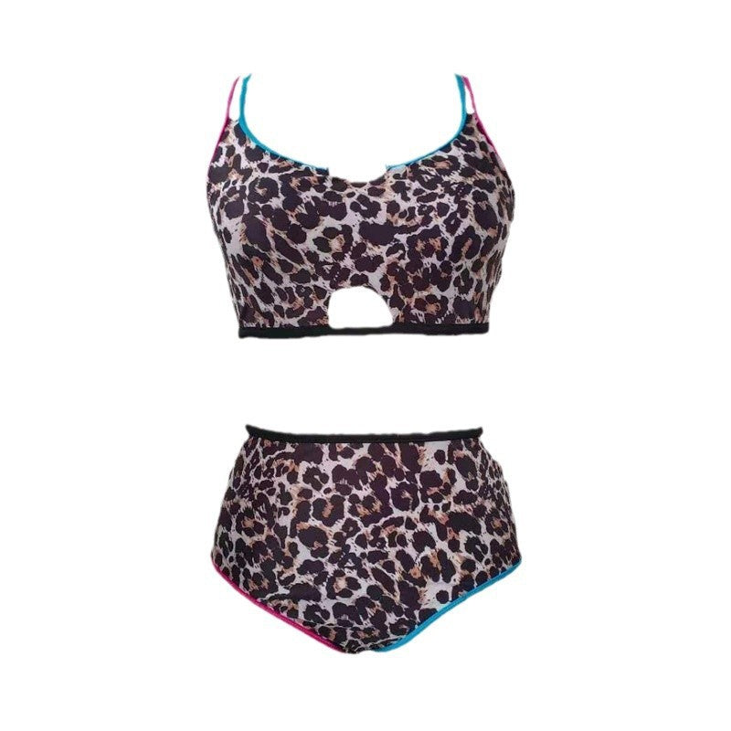 Damen Hochgeschnittener Triangel-Bikini mit modischem Animal-Print und sportlichem Design Drune