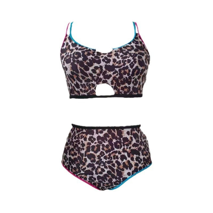 Damen Hochgeschnittener Triangel-Bikini mit modischem Animal-Print und sportlichem Design Drune
