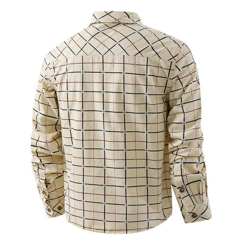 Herren nan kariertes Overshirt mit leichtem Thermofutter und doppelten Klappbrusttaschen Drune