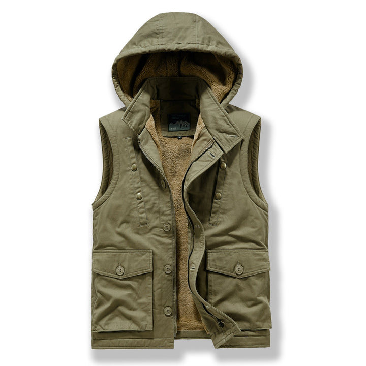 Herren wattierte Utility-Weste mit Teddyfutter und Kapuze Drune