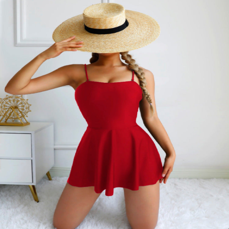 Damen Sommerlicher Badeanzug mit schwingendem Rock Drune