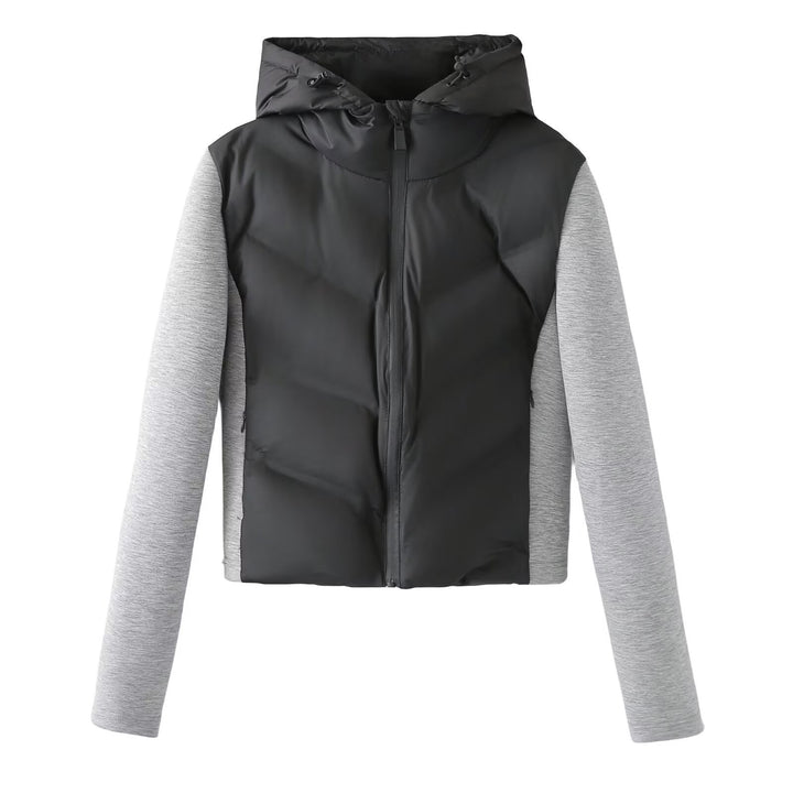 Damen Kapuzen-Hybridjacke mit gesteppter Front und Sweat-Ärmeln Drune