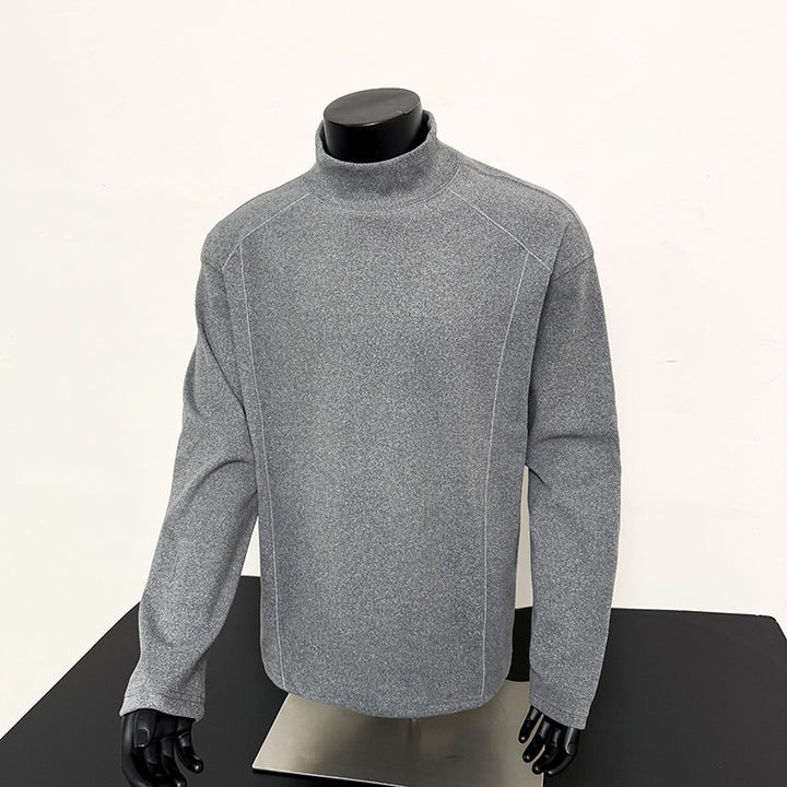 Herren Feines Mockneck‑Langarmshirt mit minimalistischen Ziernähten und entspannter Passform Drune