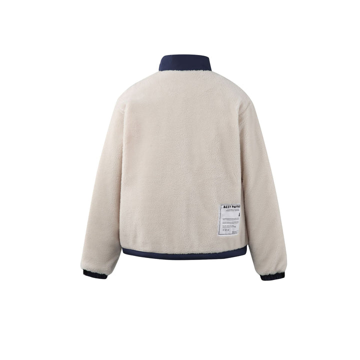 Herren Teddy-Fleecejacke mit Stehkragen, durchgehendem Reißverschluss und Kontrastbesatz Drune