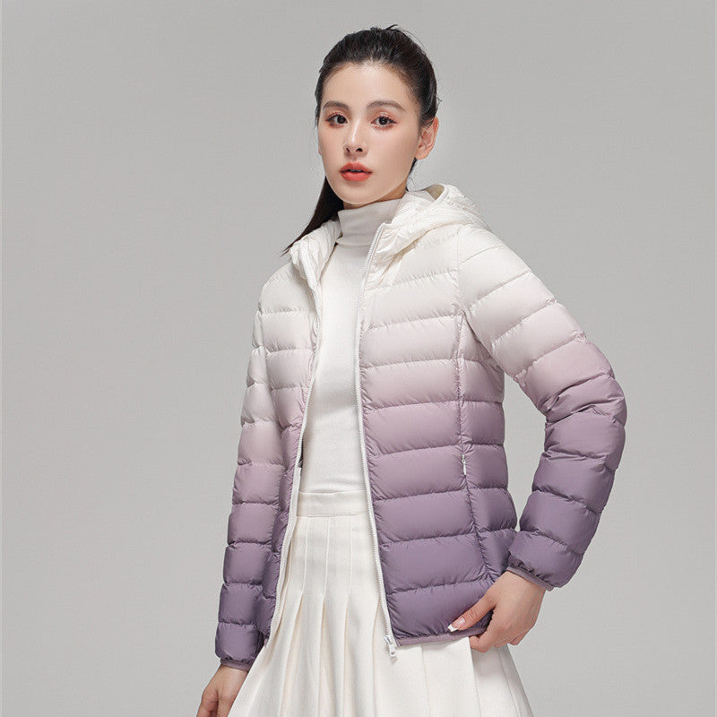 Damen ultraleichte Kapuzen-Steppjacke mit kompaktem Packmaß und windabweisender Hülle Drune