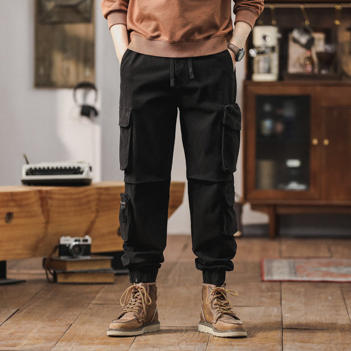 Herren Technische Cargo-Joggerhose mit Tunnelzugbund, Multifunktions‑Taschen und elastischen Beinabschlüssen Drune