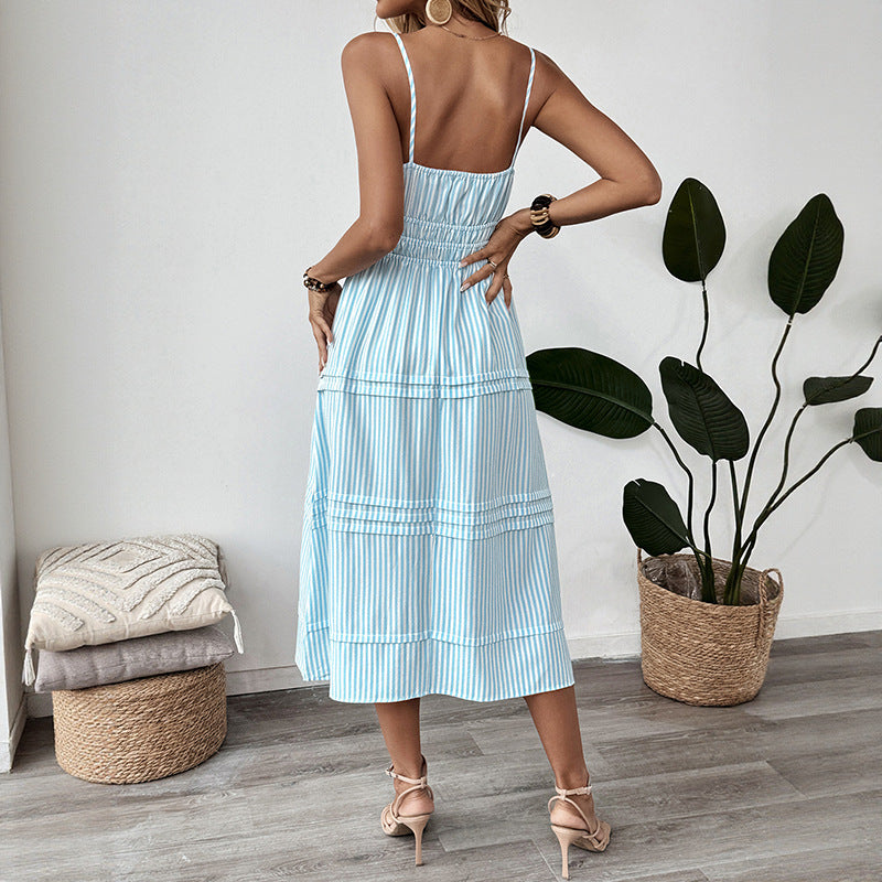 Damen Maxikleid mit verspieltem Design und Jerseystreifen Drune