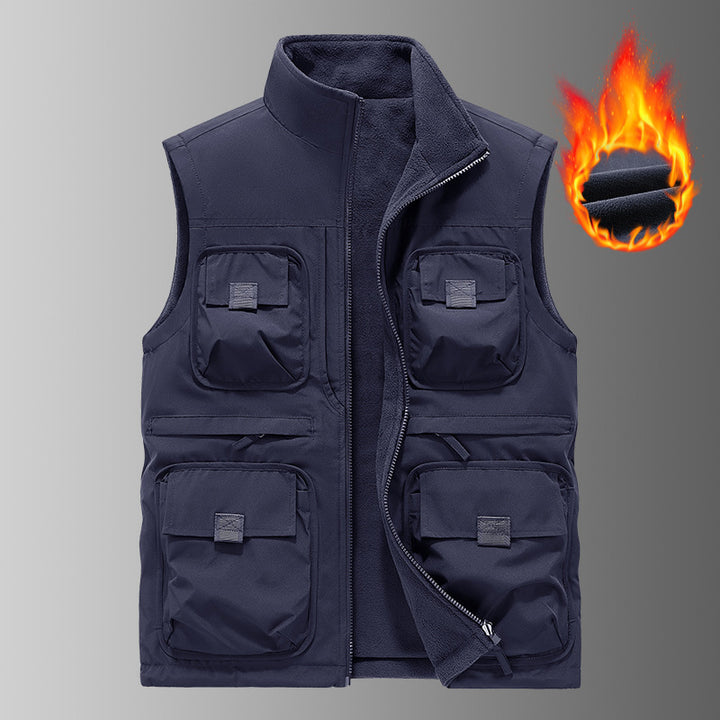 Herren Multifunktionale Thermo-Outdoorweste mit Fleece-Innenfutter und Mehrfachtaschen Drune