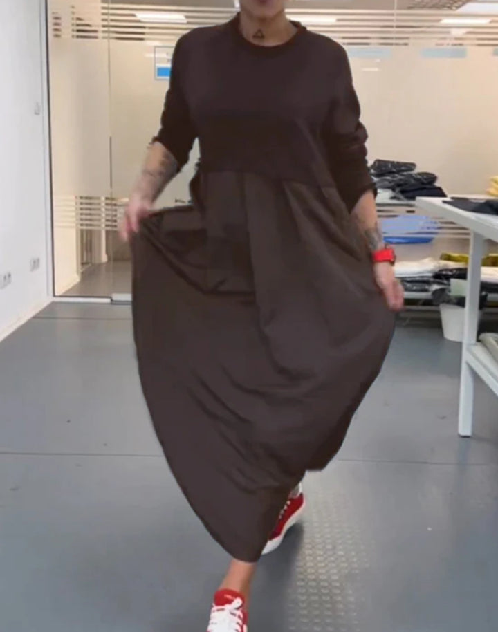 Damen nan Oversize-Maxikleid mit tiefer Passe und seitlichen Eingrifftaschen Drune