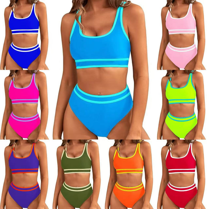 Damen Sportliches Bikini-Set mit breiten Trägern und hohem Schnitt Drune