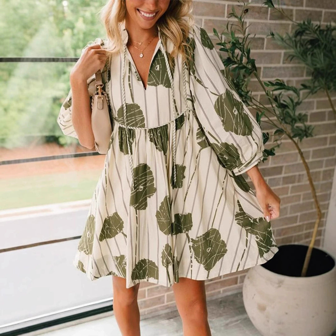 Damen luftiges Freizeitkleid mit Glockenärmeln Drune