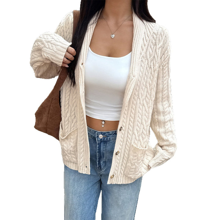 Damen Strickjacke mit Rippstruktur und Knopfverschluss Drune