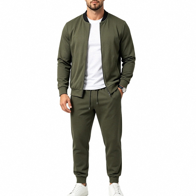 Herren Sportives Freizeit-Trainingsset mit Bomberjacke und tapered Jogginghose Drune