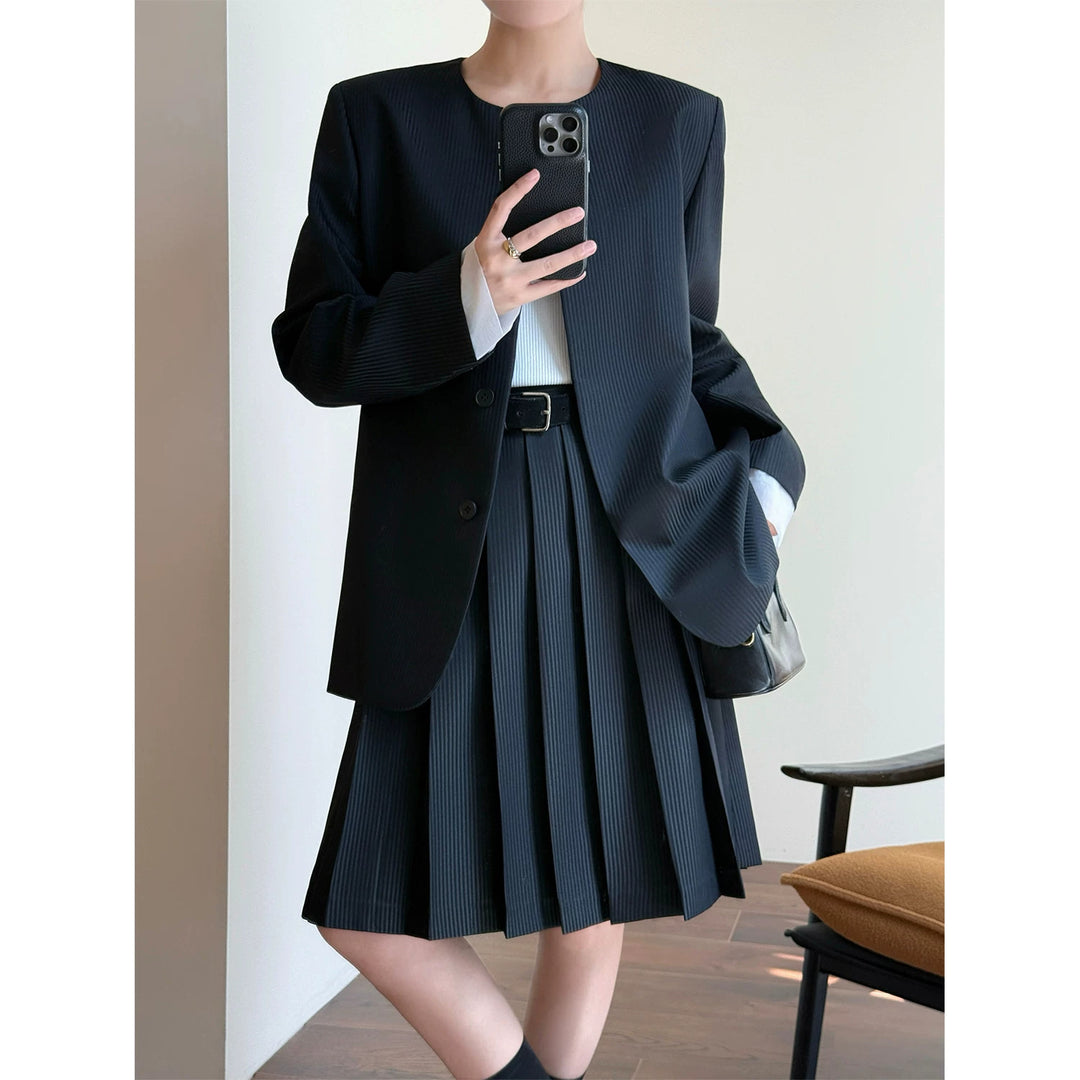 Damen Elegante Plisseejacke Drune