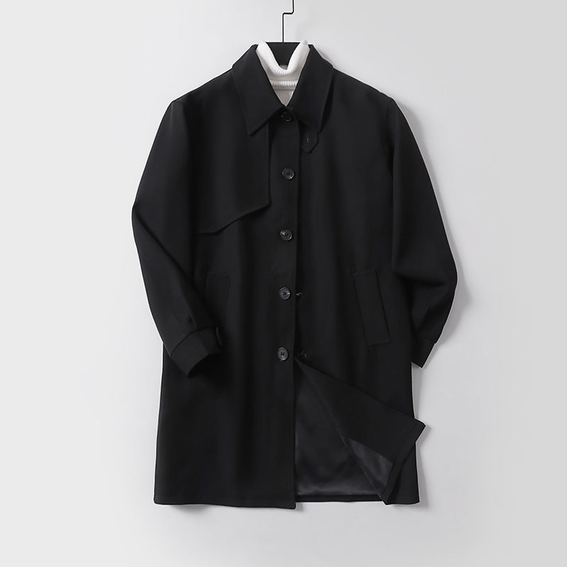 Herren midilanger Oversize-Kurzmantel mit durchgehender Knopfleiste und feinem Innenfutter Drune