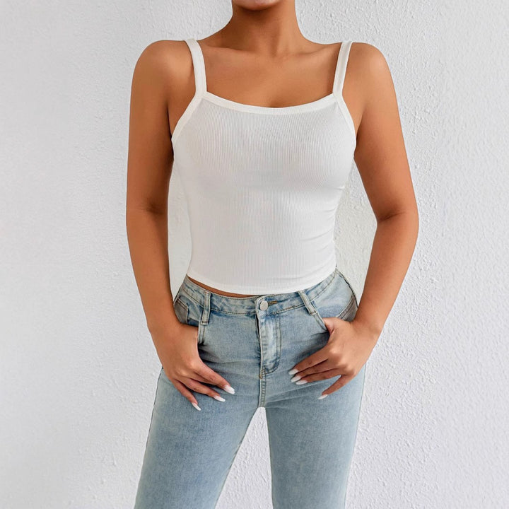 Damen Basic Tops mit verstellbaren Trägern und figurbetontem Schnitt Drune
