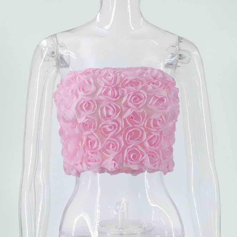Damen Oberteil mit 3D-Rosenmuster Drune