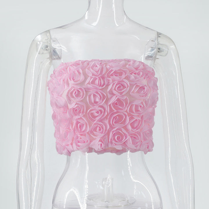 Damen Oberteil mit 3D-Rosenmuster Drune