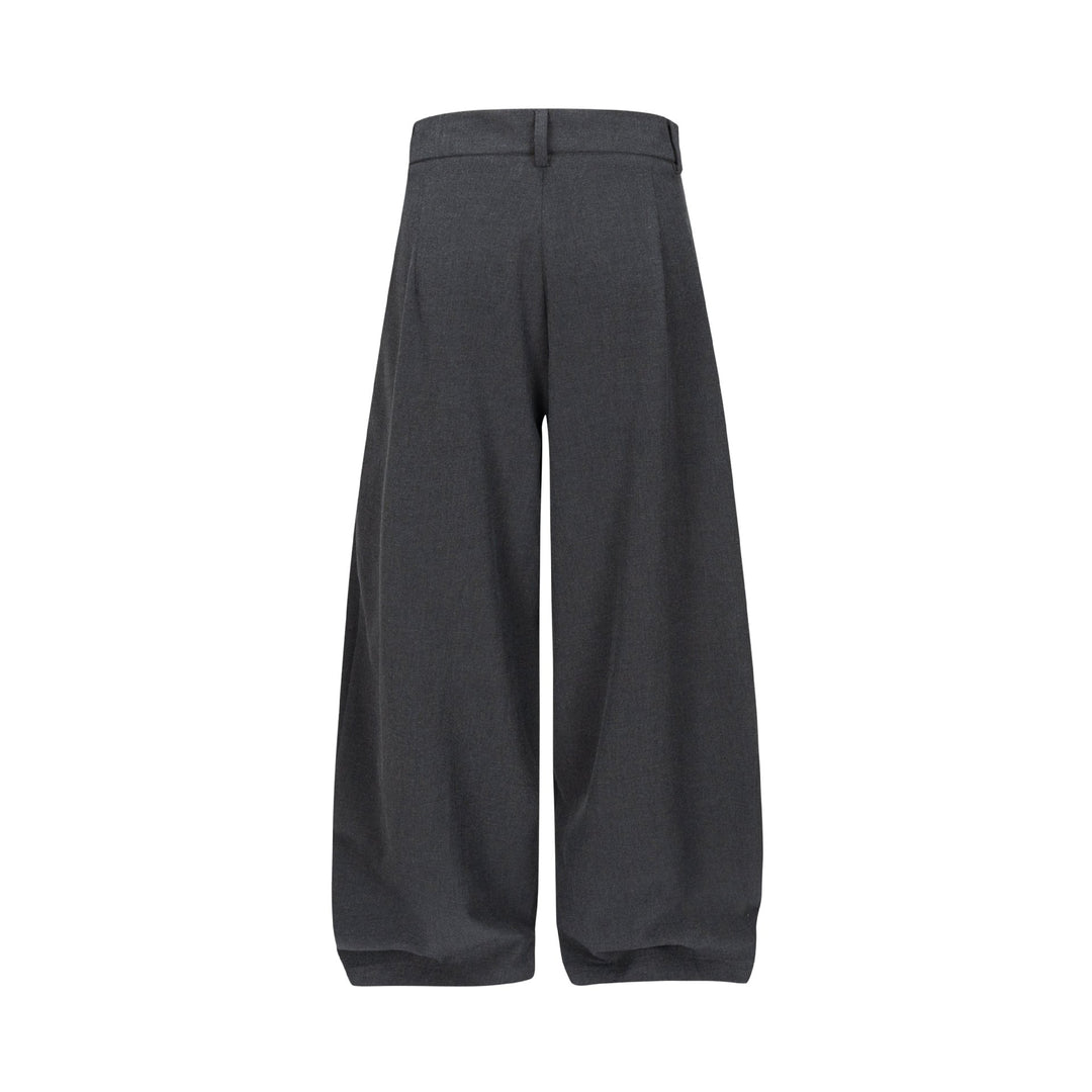Damen Hochtaillierte weite Plissee-Hose mit Bügelfalte und Gürtelschlaufen Drune