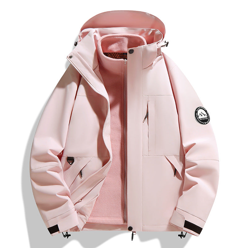 Damen zweilagige Softshell-Outdoorjacke mit herausnehmbarer Fleece-Innenjacke und Kapuze Drune