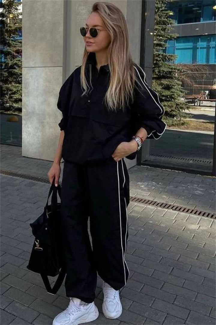 Damen leichtes Half-Zip Windbreaker-Oberteil mit Kängurutasche, elastischen Bündchen und seitlicher Paspel Drune