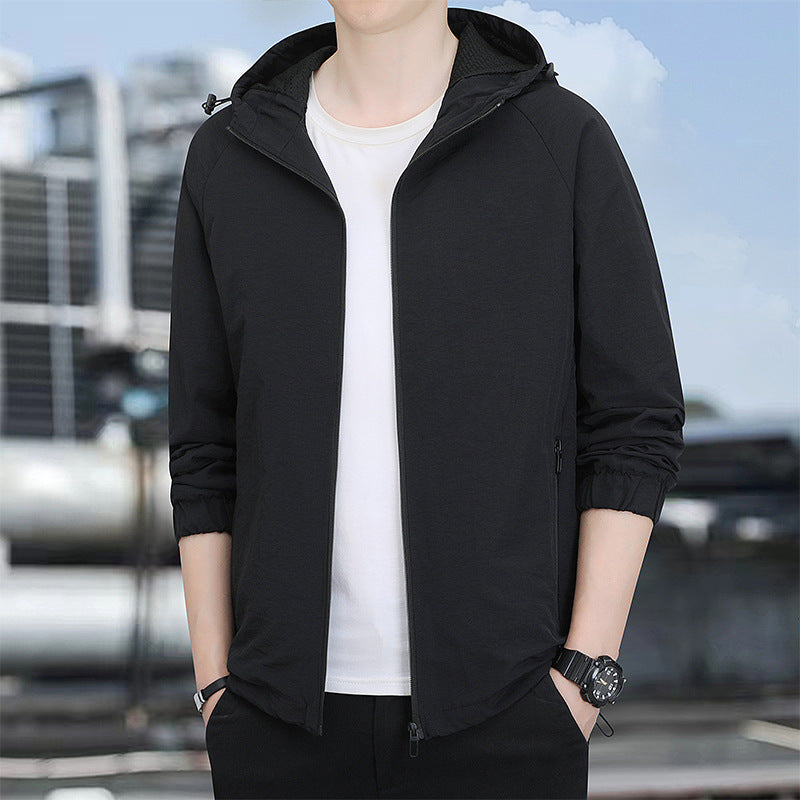 Herren Modische Übergangsjacke mit Kapuze Drune