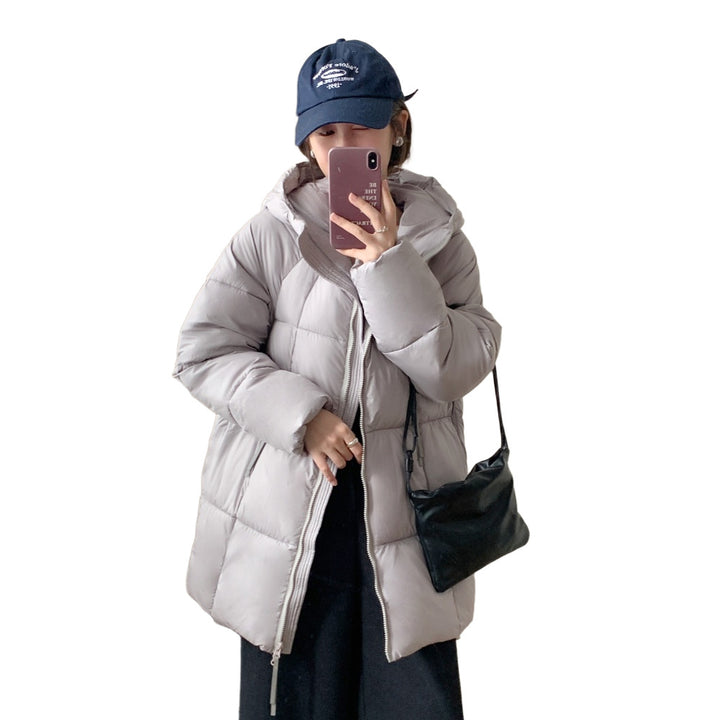 Damen Übergroße Pufferjacke mit Kapuze und praktischen Eingrifftaschen Drune