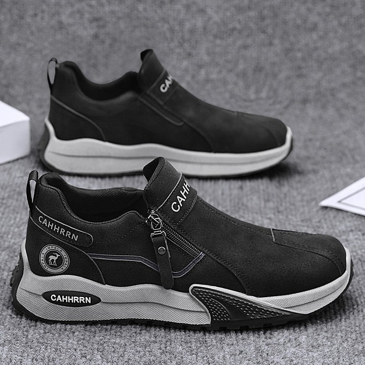 Herren robuste Outdoor-Sneaker mit seitlichem Reißverschluss, gepolstertem Knöchelkragen und griffiger Profilsohle Drune