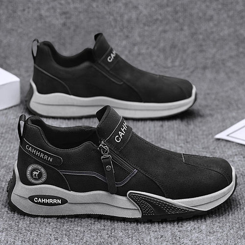 Herren robuste Outdoor-Sneaker mit seitlichem Reißverschluss, gepolstertem Knöchelkragen und griffiger Profilsohle Drune