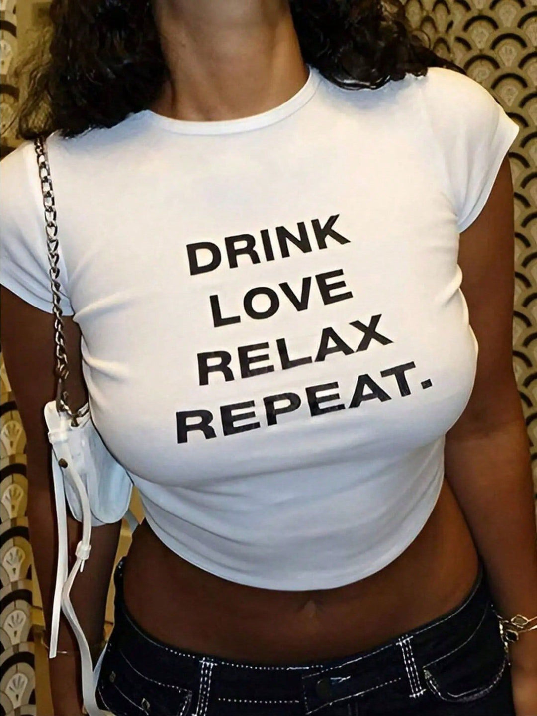 Damen Crop-T-Shirt mit inspirierendem Schriftzug und lässigem Schnitt Drune