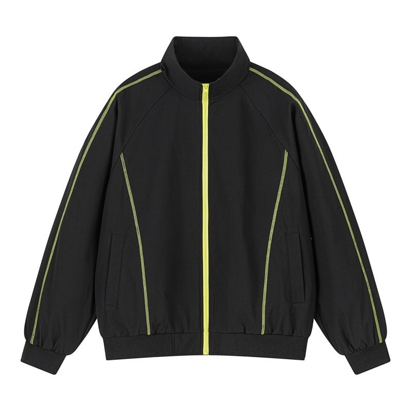 Herren Leichte Raglan-Bomberjacke mit kontrastierenden Flatlock‑Nähten und Stehkragen Drune