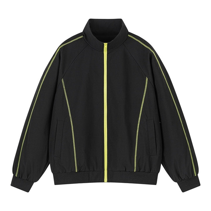 Herren Leichte Raglan-Bomberjacke mit kontrastierenden Flatlock‑Nähten und Stehkragen Drune