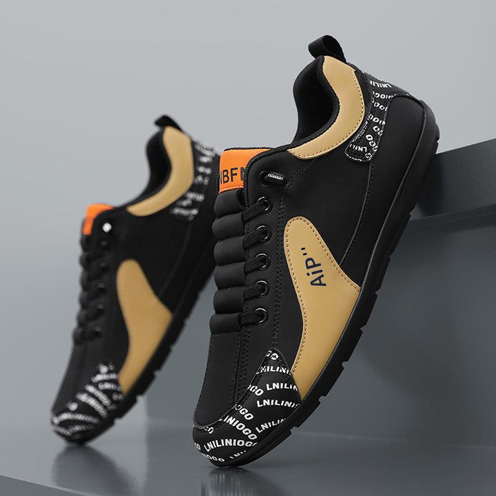 Herren Moderner Low-Top Lederimitat-Sneaker mit gepolstertem Schaft und profilierter Gummisohle Drune