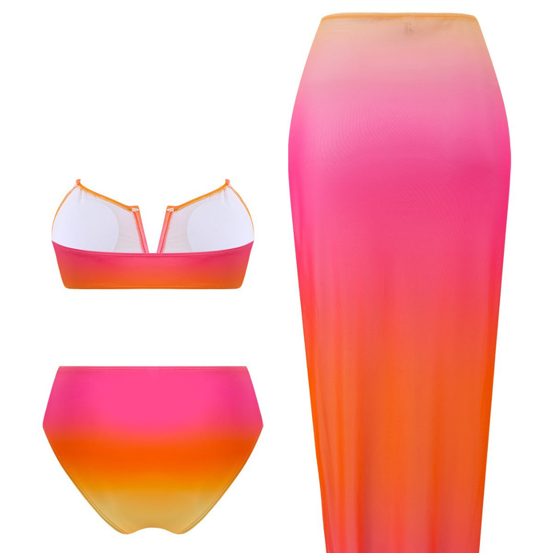 Damen Bandeau-Bikini mit langem Wickelrock Drune