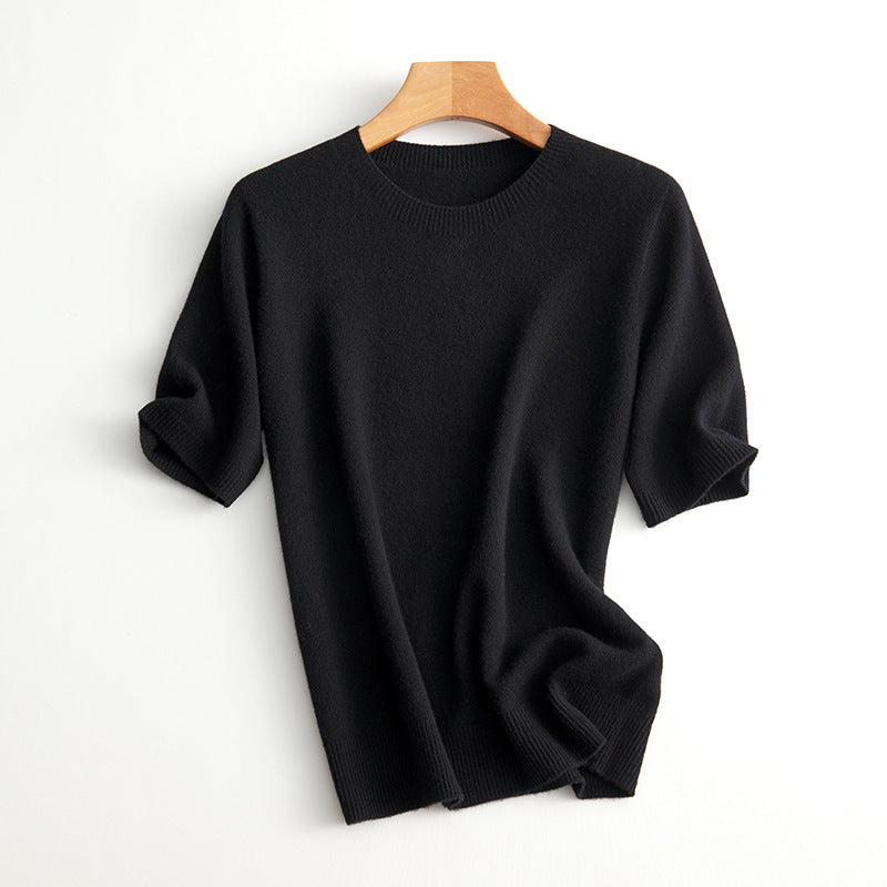 Damen Kurzarm Cashmere-Mix Pullover Drune