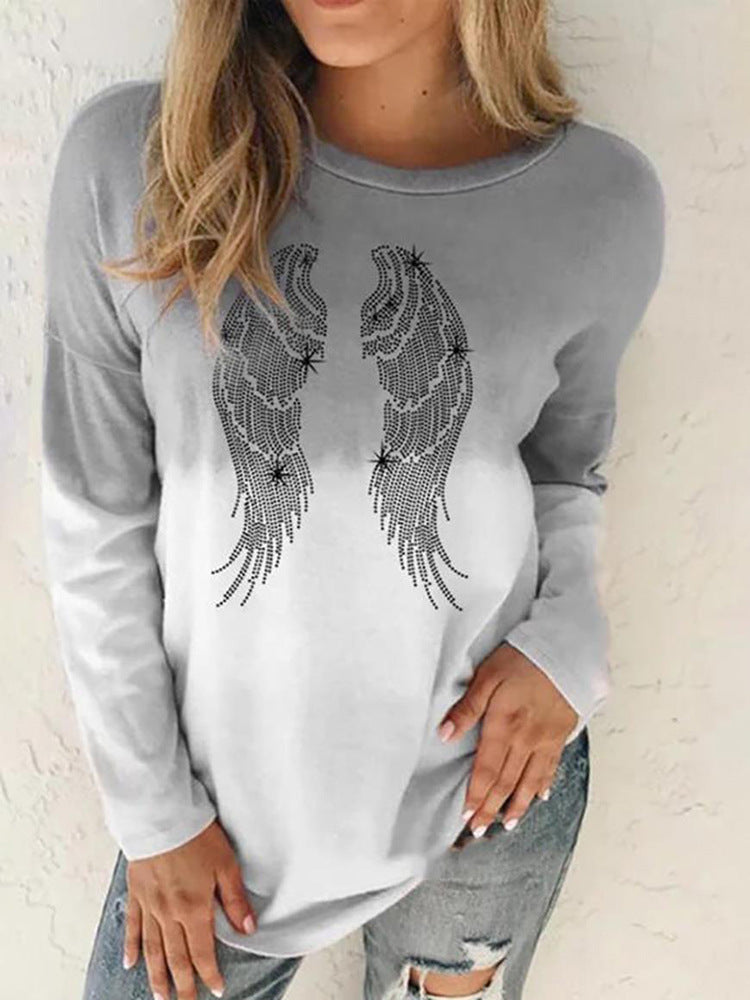 Damen Langärmeliges Oversize-Sweatshirt mit abstraktem Aquarell-Mosaikprint Drune
